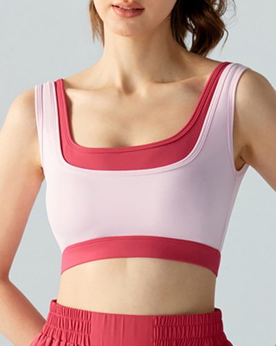 Women Colorblock Fitness Sports Running Bra With Pad S-XL
