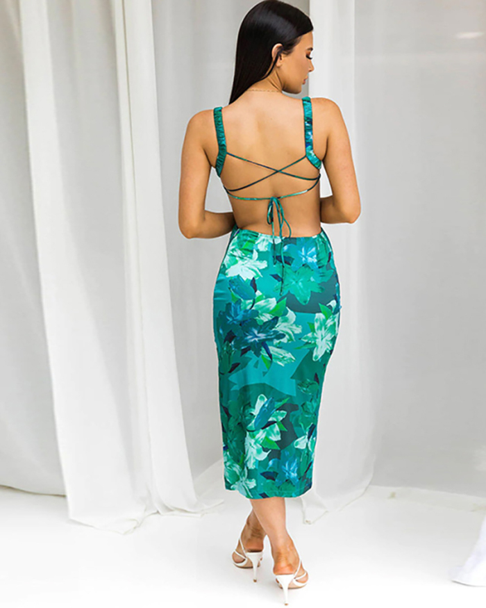 Sleeveless Printed Summer Long Dress S-XL