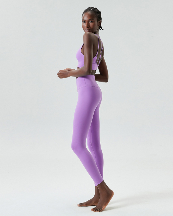 Nuke Feeling Mid-Protection Bra Sports Pants Yoga Two-piece Set S-XL