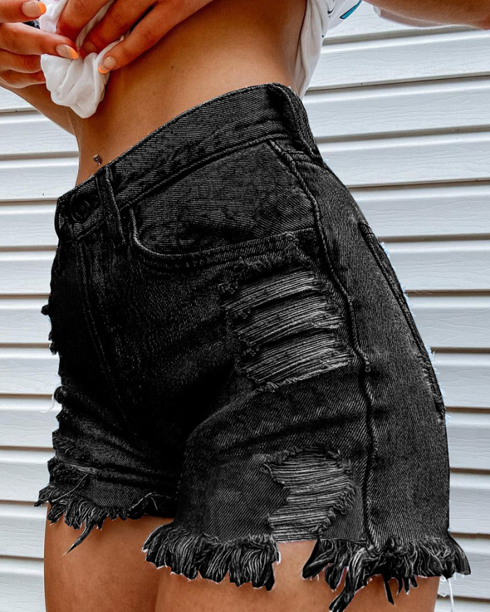 Popular Skeleton Bone Printed Women Shorts Jeans Black Light Blue S-3XL