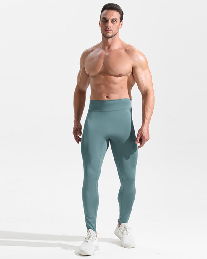 High Waist Side Pocket Breathable High Elastic Seamless Men's Line Leggings