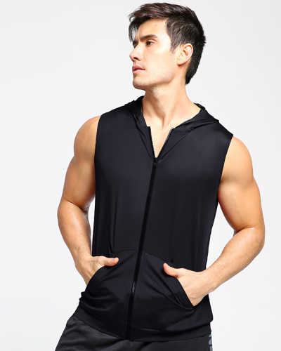 Summer Sleeveless New Hoodies Zipper Fitness Sports Men's Vest S-3XL