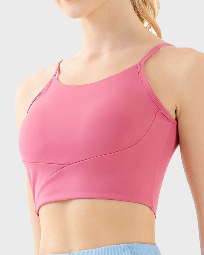 Fixed Pad Sling Beauty Back Yoga Sport Bra Black Pink Gray Coco S-XL