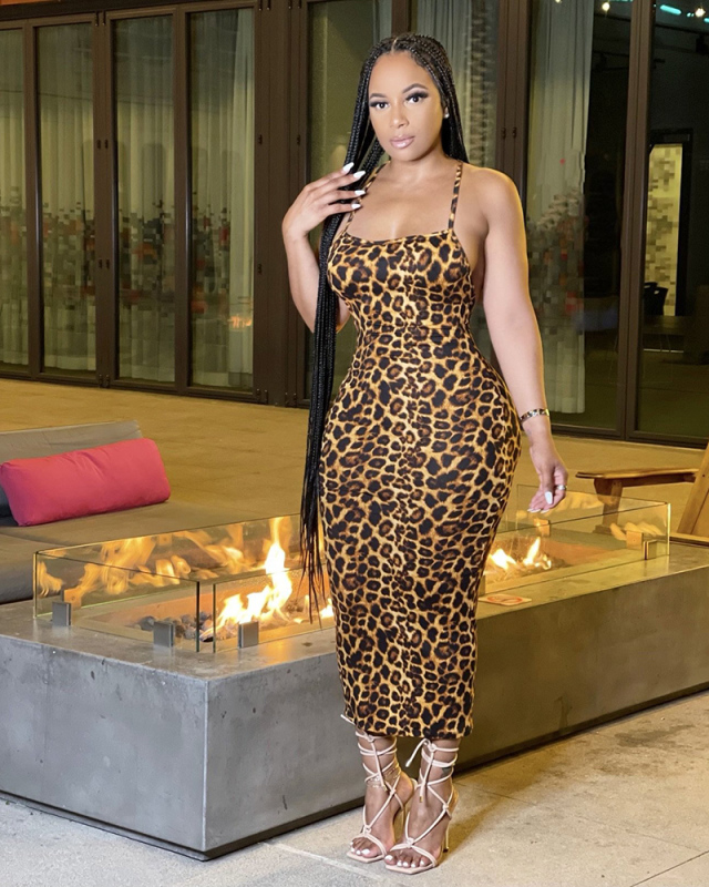 Leopard Printed Women Sleeveless Summer Dress S-XXL