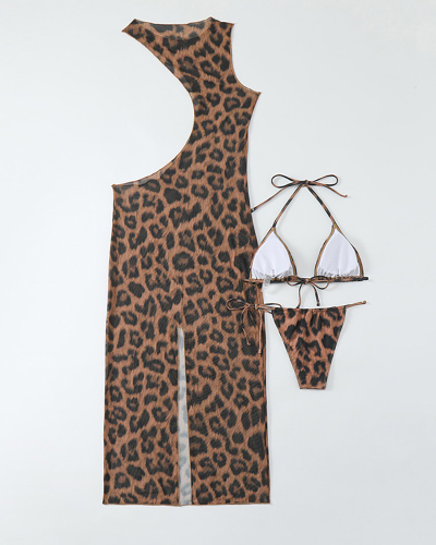 Leopard Printed Women 3pcs Set Swimwear XS-L