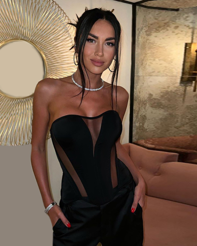 Summer New Hot Girl Sexy See Through Strapless Patchwork Mesh Vest Black S-L