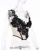 New Women Irregular Lace Slim Corset Vest Apricot S-L