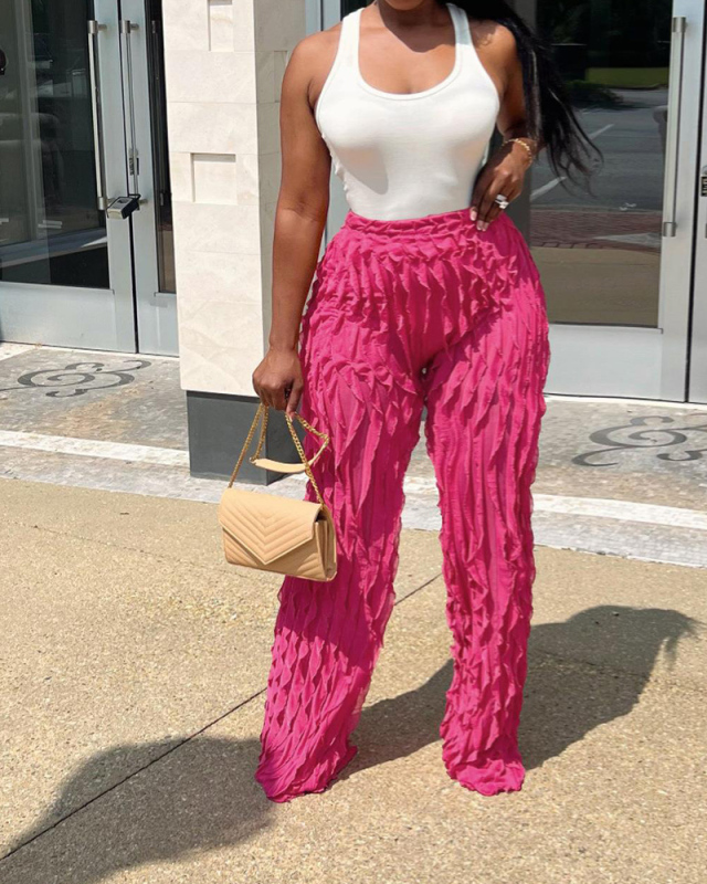 Ruffle Women Summer Wide Leg Pants S-XXL