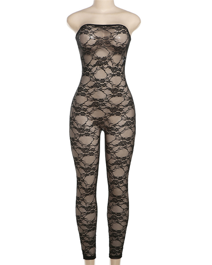 Lace Strapless Women Summer Sexy Jumpsuit S-L