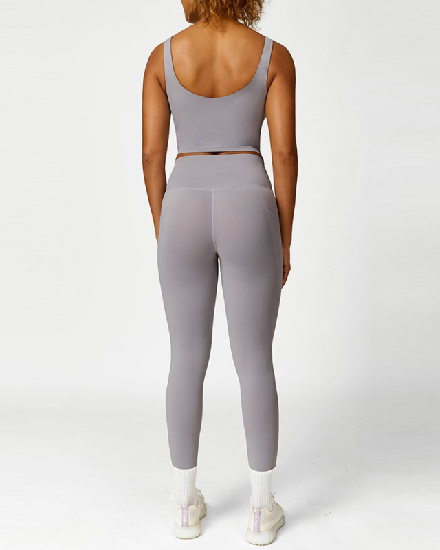 Presale U Neck Sports Vest Shorts Pants Activewear Two-piece Sets S-L