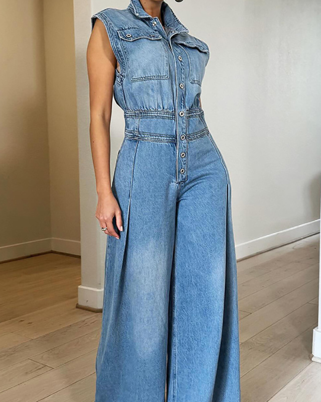 Jean Blue Women High Fashion Jean Jumpsuit S-2XL