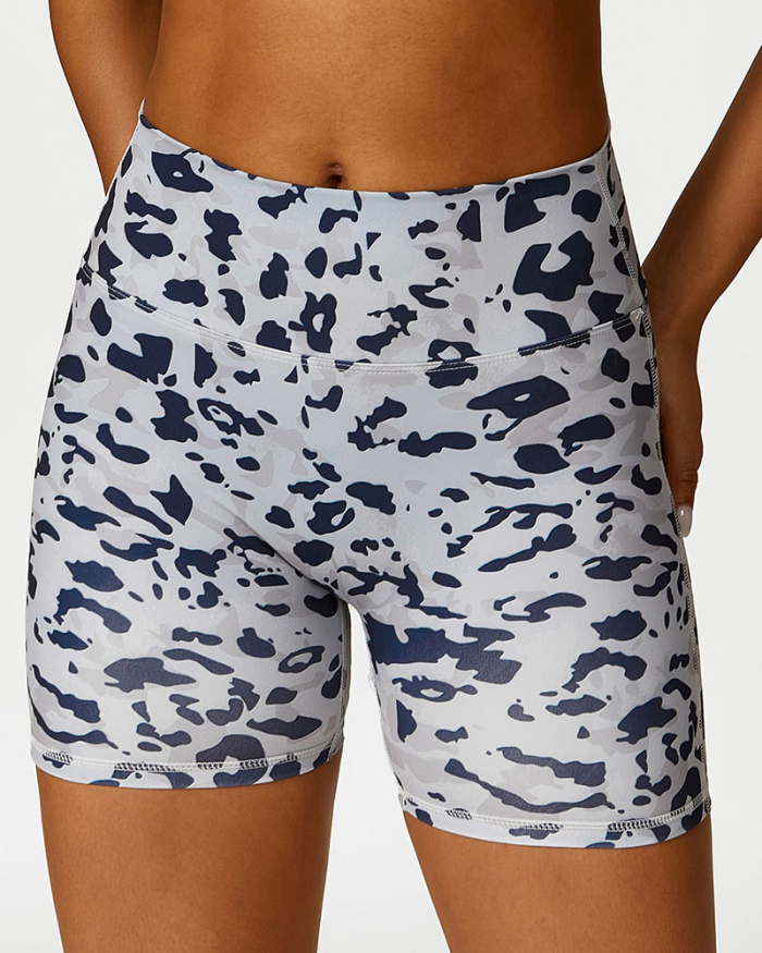 Presale Leopard Pring Halter Neck Bra Shorts Pants Sports Matching Sets Two-piece Sets S-L