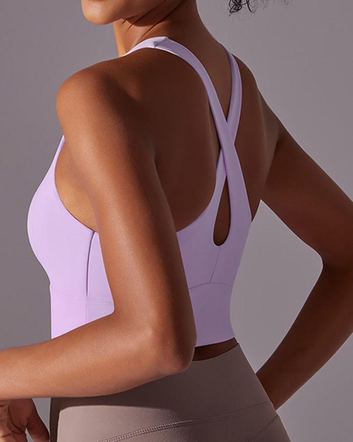 Women Running U Neck Criss Cross Yoga Vest S-XL