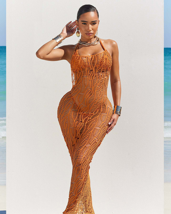 3PCS Set Hollow Out Swimwear Set Include Cover Up Dress S-XL