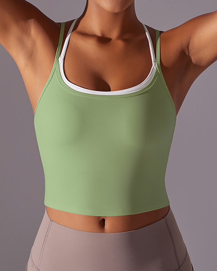 Women Sling Colorblock Fitness Vest  S-XL
