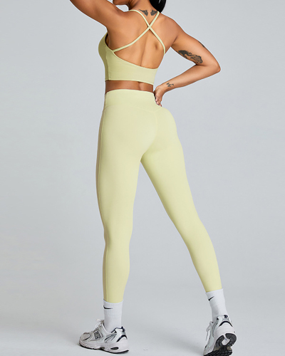 Summer Slim Sports High Waist Pants Yoga Two-piece Set S-XL