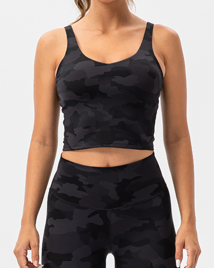 Women Camo Sports Protect Fitness Running Vest S-2XL