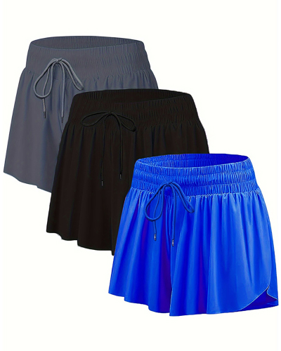 Women Lined Quick Drying Tennis Plus Size Sports Skirts Black Blue Gray XL-4XL