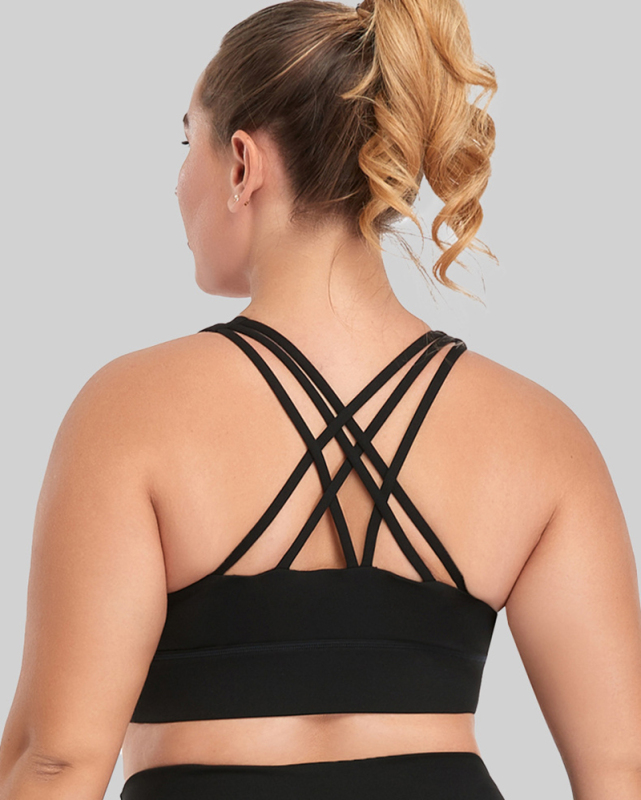 Solid Color Square Neck High Strength Plus Size Yoga Sports Bra Blue Black Pink XL-4XL
