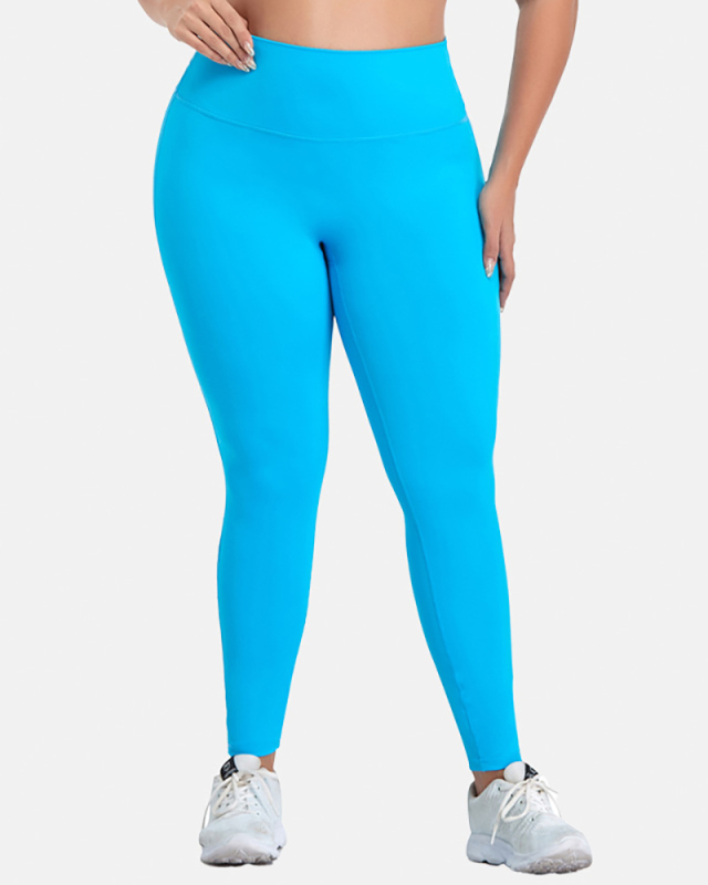 Women Solid Color High Waist Good Elastic Plus Size Leggings Blue Black Pink XL-4XL