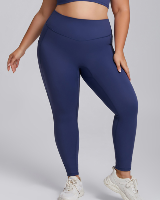 Slim High Waist Side Pocket M Back Plus Size Yoga Leggings XL-3XL