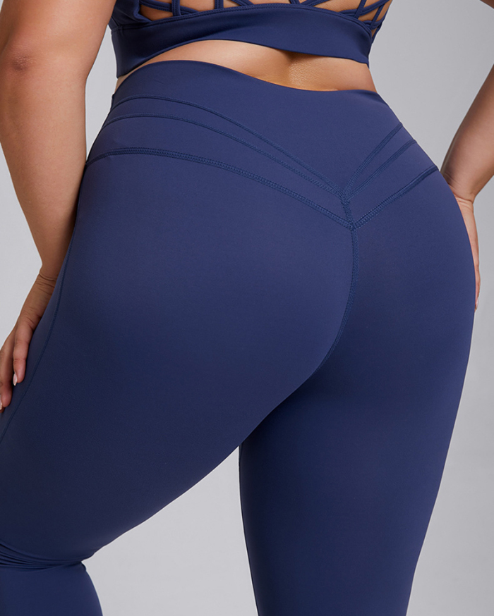 Women Breathable Slim Waist Plus Size Yoga Leggings Pants Purple Blue Brown Black XL-3XL