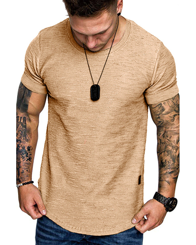 Wholesale Men's O-neck Short Sleeve T-shirt Khaki Gray Black Green S-2XL