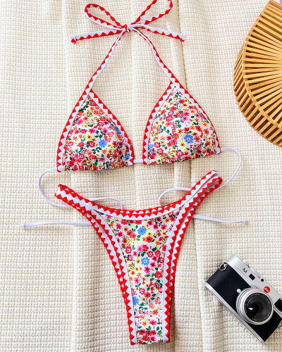 Floral Printed Women Cute Bikini Swimwear S-L