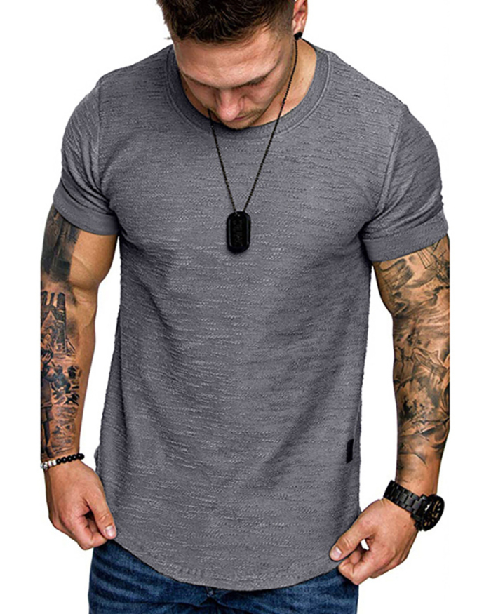 Wholesale Men's O-neck Short Sleeve T-shirt Khaki Gray Black Green S-2XL