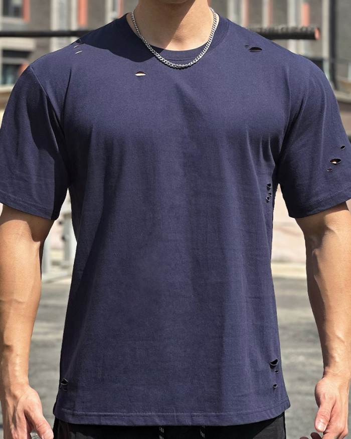 Active Wear Men's Hollow Out Short Sleeve T-shirt M-3XL