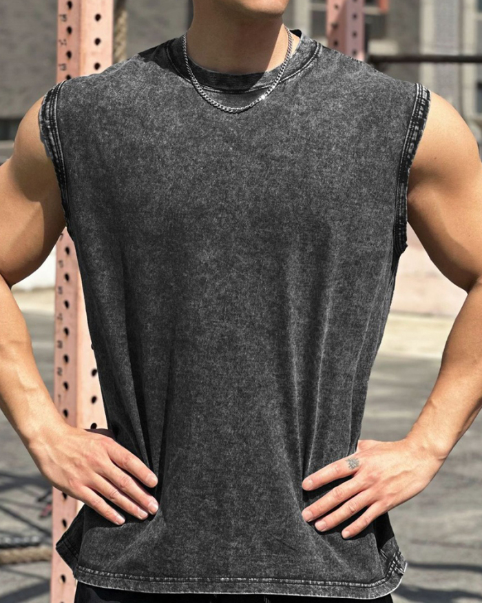 Outdoor Running Casual Men's Sports Fitness Vest Gray Coffee M-3XL