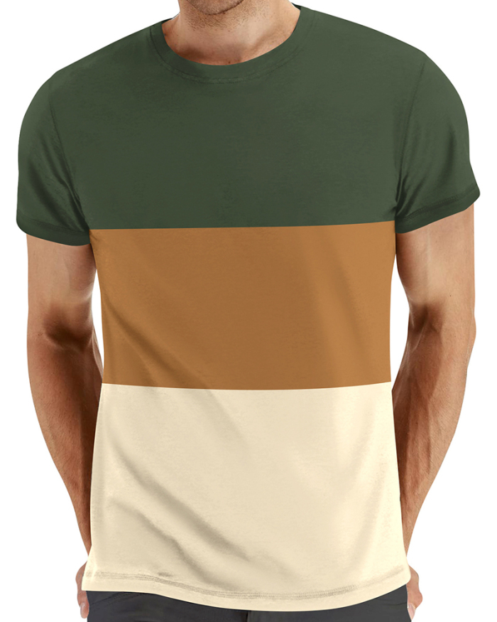 Summer Plus Size Colorblock Men's T-shirt S-2XL