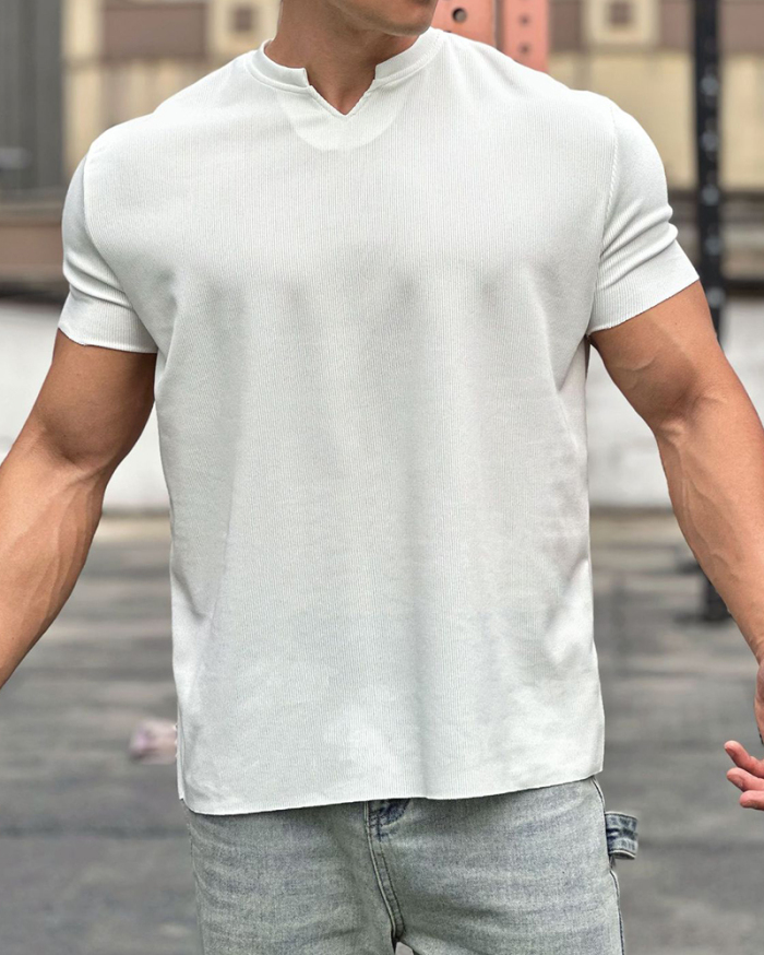 Sports Casual Muscle Short Sleeve Pullover T-shirt White Black Gray M-3XL