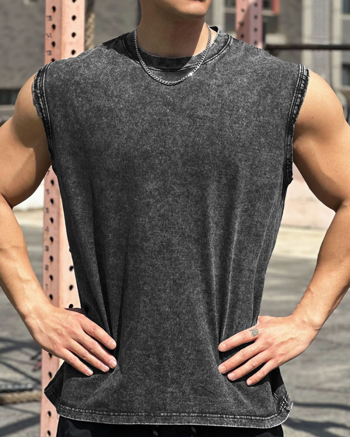 Outdoor Running Casual Men's Sports Fitness Vest Gray Coffee M-3XL
