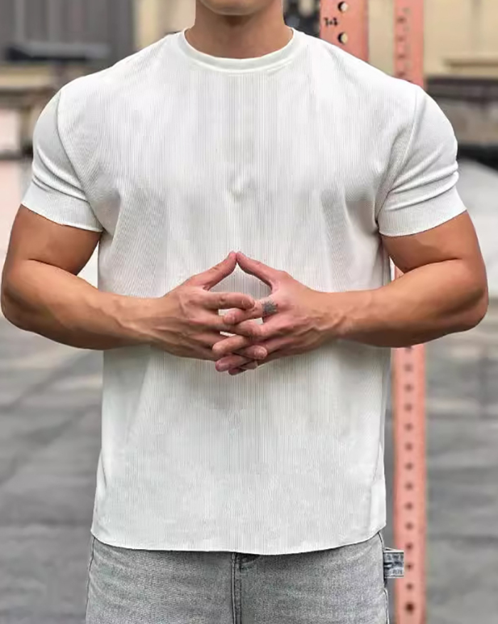 Men's O Neck Short Sleeve Solid Color Loose Sports T-shirt M-3XL