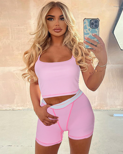 Pink Wholesale Girl Summer Two Piece Short Set S-L