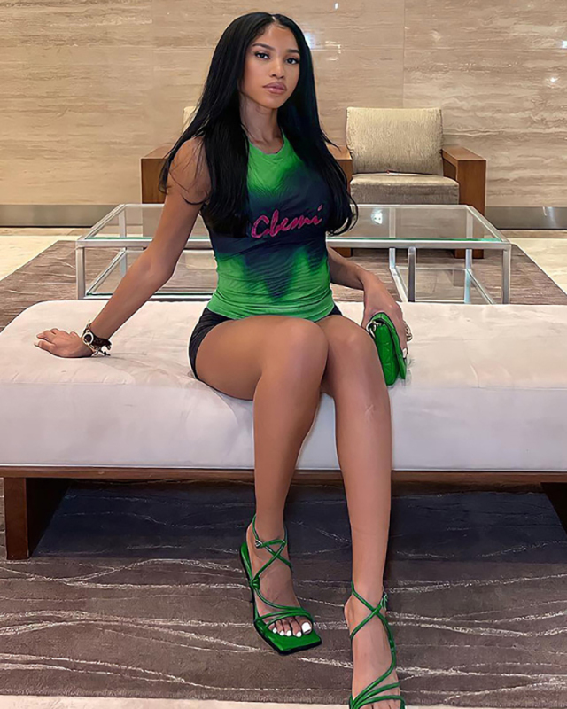 Green Printed Women Summer Top Vest