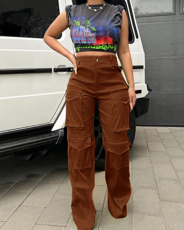 Brown Women Wholesale Cargos Pants XS-XL