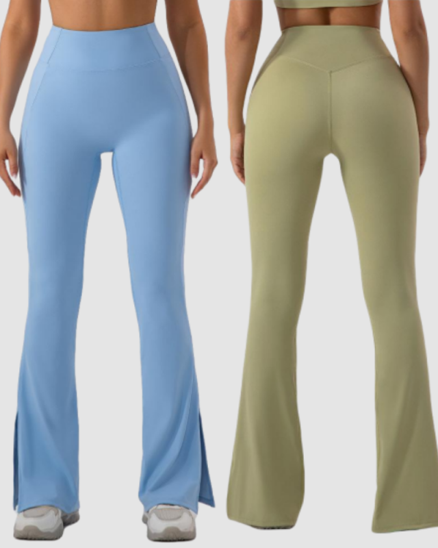 Women High Waist Wide Leg Hips Lift Running Sports Pants Black Apricot Brown Green Blue 4-10