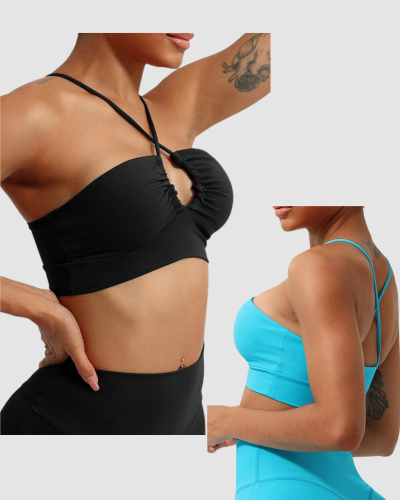 Woman Hollow Sports Bra Yoga Fitness Strap Cross S-XL