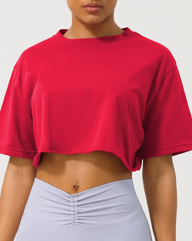 Summer Woman Spring Running Dance Casual Fitness Short Sleeve Crop Top T-shirt S-XL