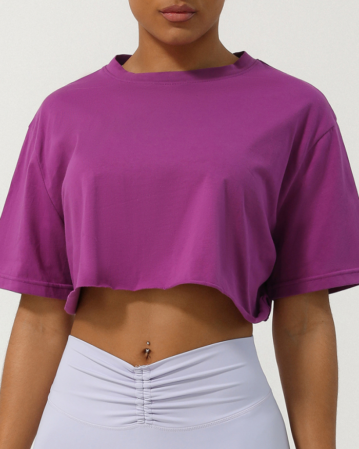 Summer Woman Spring Running Dance Casual Fitness Short Sleeve Crop Top T-shirt S-XL
