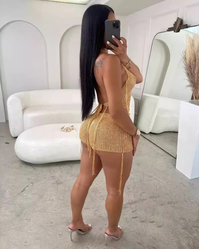 3pcs Set Women Shinning Summer Two Piece Short Set S-XXL