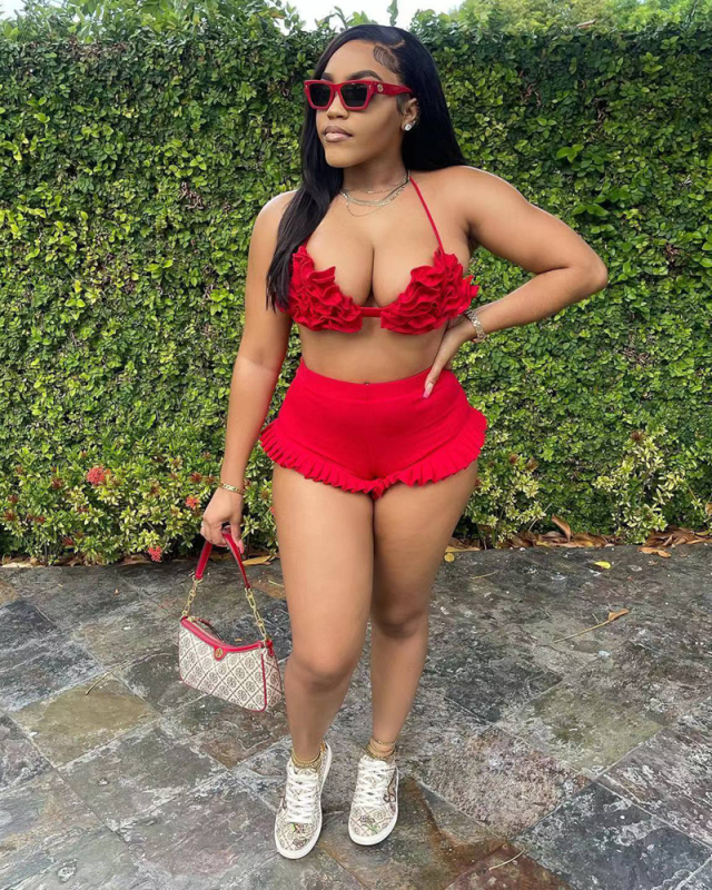 Solid Color Women New Fashion Summer Two Piece Short Set S-XXL