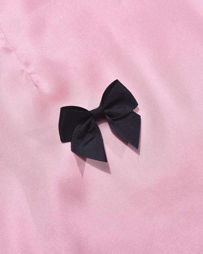 Summer Women Colorblock Black Bow Knot Sexy Cute Skirts Pink S-L
