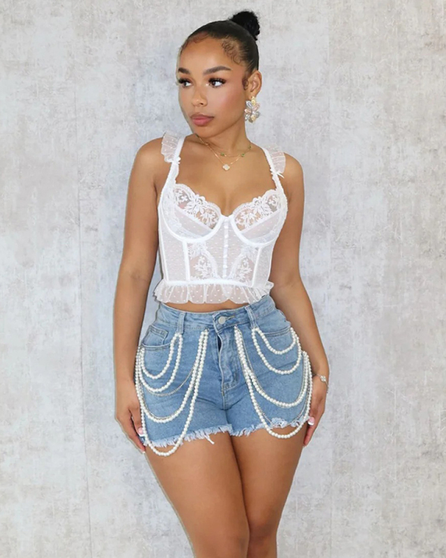 Pearl Women Jean Summer Shorts S-L