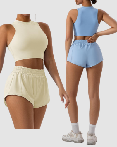 Women Slim Vest Tennis Shorts Sets Skirts Sets Yoga Two-piece Sets S-XL