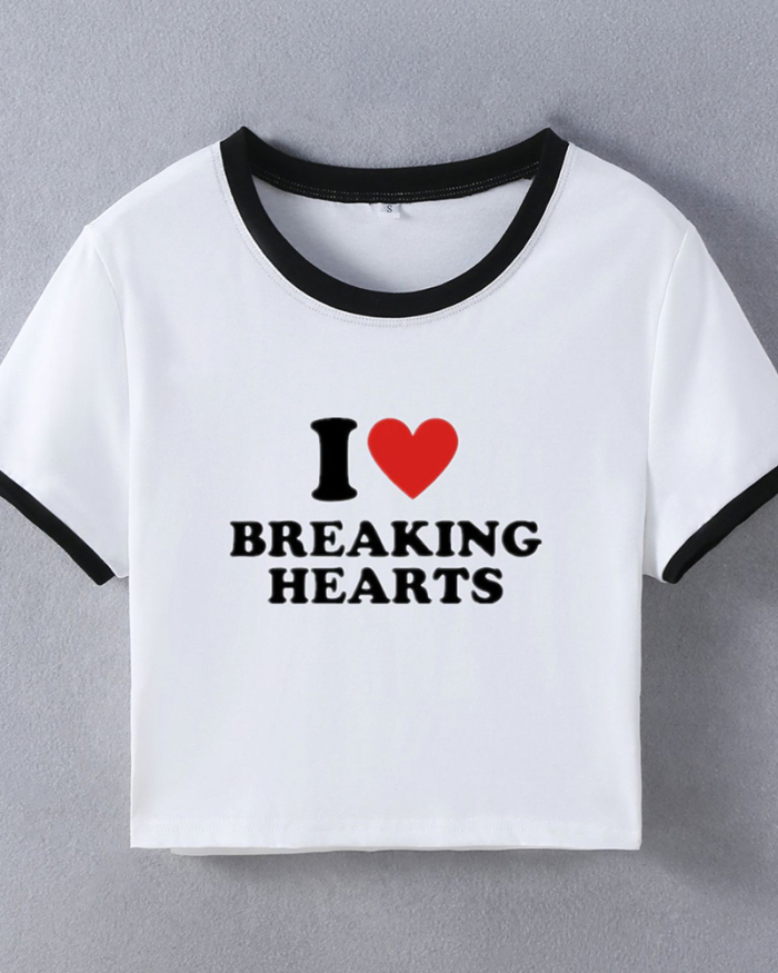 I Love Breaking Hearts street style ins internet celebrity trendy short T-shirt