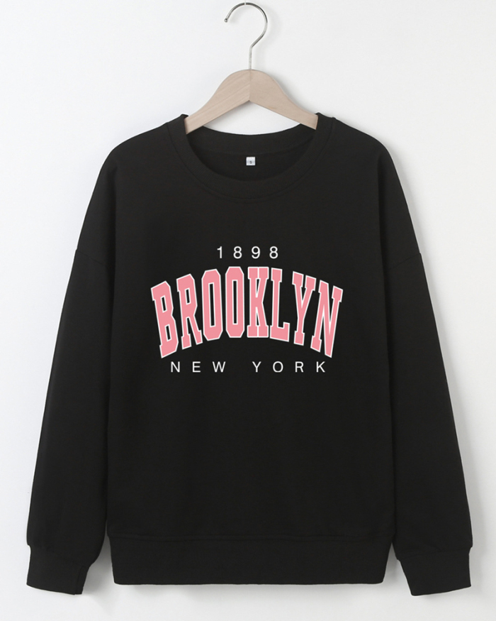 Street style INS internet celebrity trendy Brooklyn loose off-shoulder long-sleeved sweatshirt