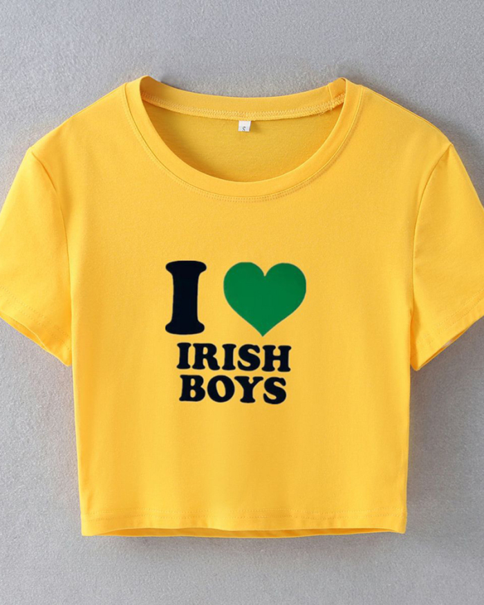 Street style INS trendy I Love IRISH BOYS short slim fit short-sleeved T-shirt